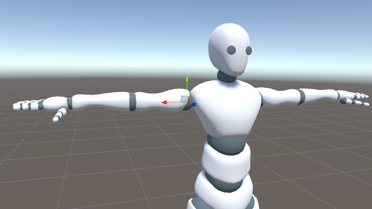 右上臂沿本地 X 轴延伸