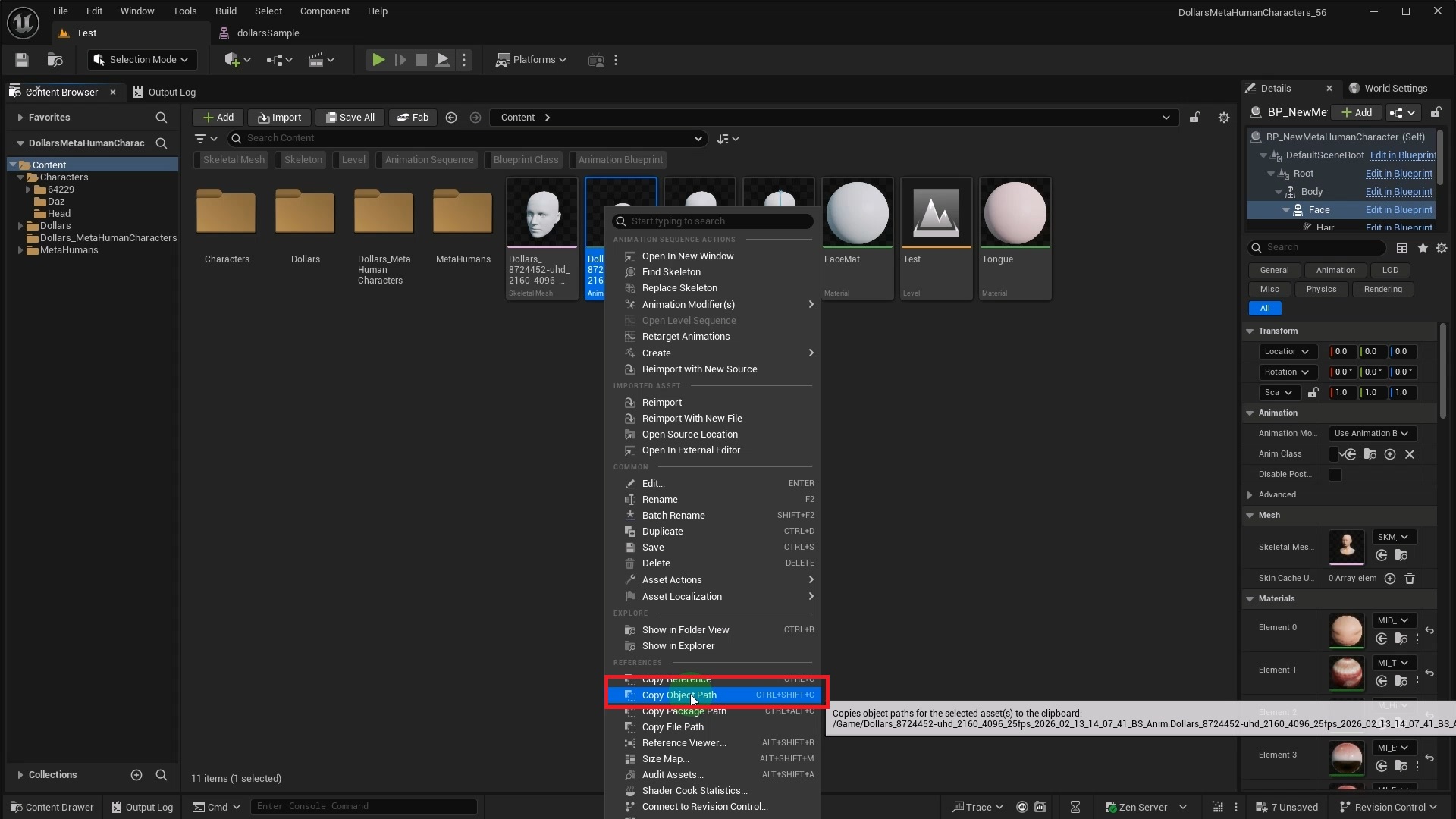 复制动画序列的 Object Path