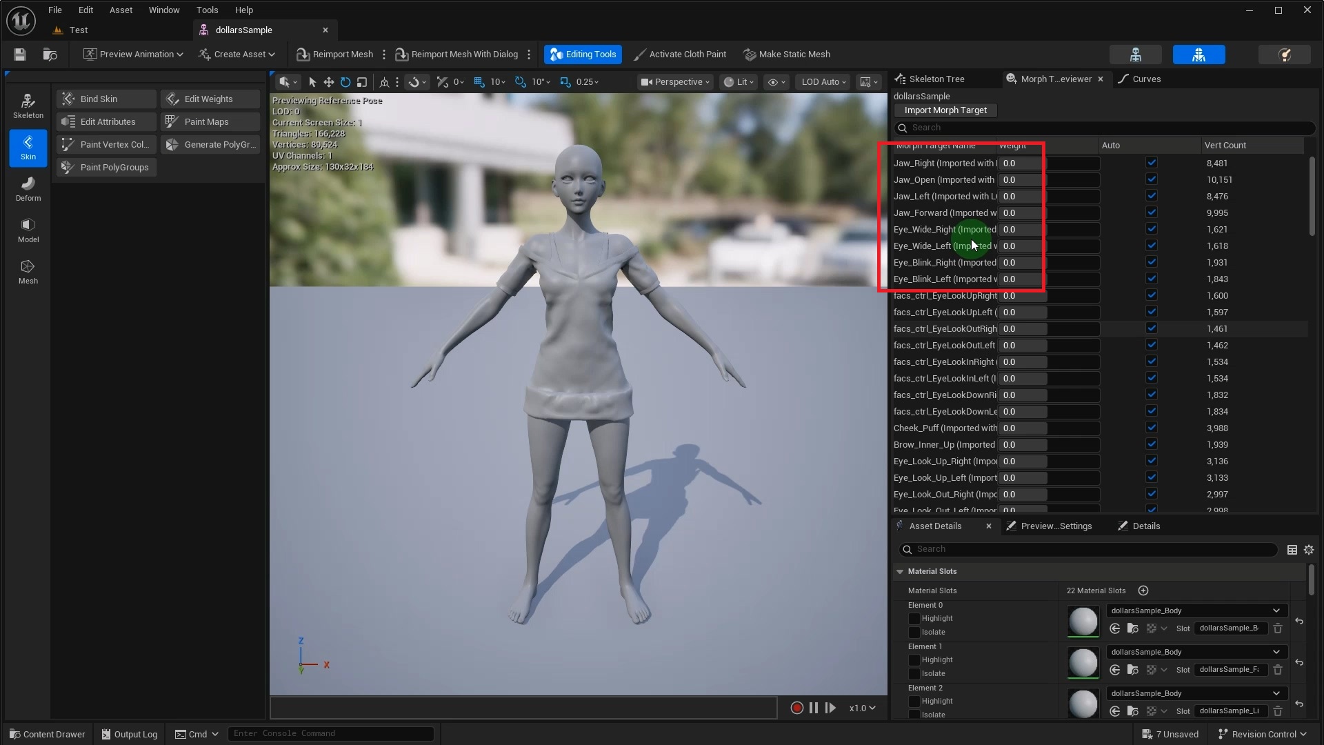 Daz 模型的 Morph Target 列表