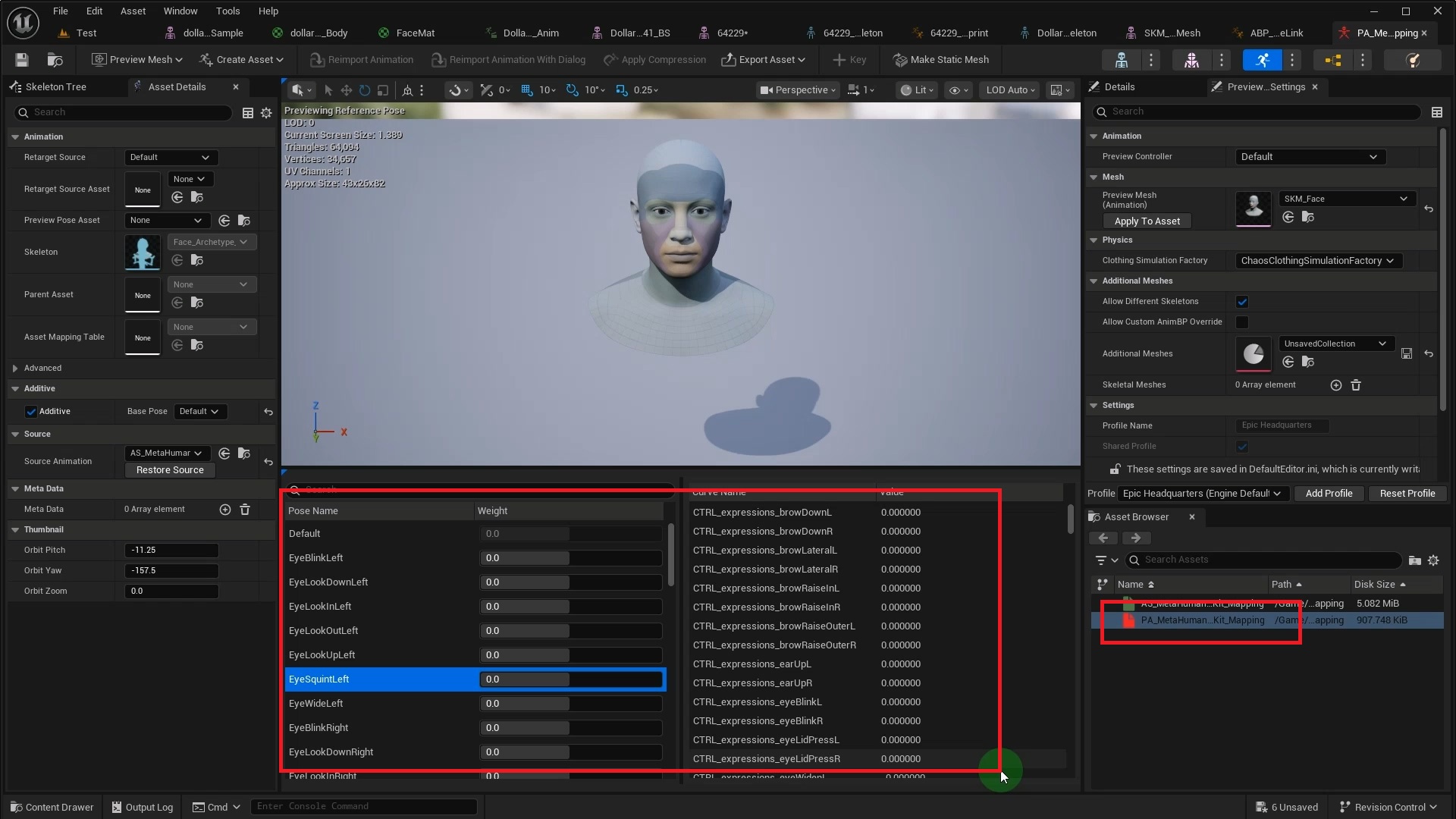 MetaHuman 的 Pose Asset